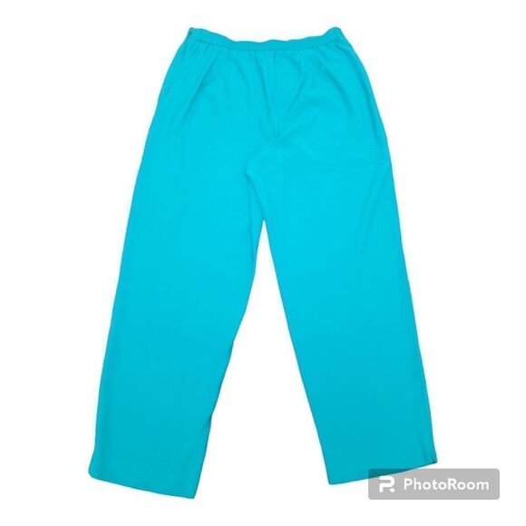 Turquoise Pantsuit Slacks Trouser Straight Leg Side zipper Plus Size 18W Rayon - Picture 2 of 8